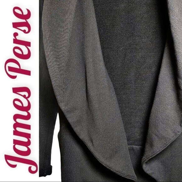 JAMES PERSE Estilo Black French Terry Cocoon Open Cardigan Sweater Coat, Medium - Picture 3 of 7